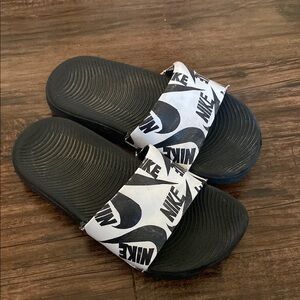Nike Kids Black and White Slide Sandals